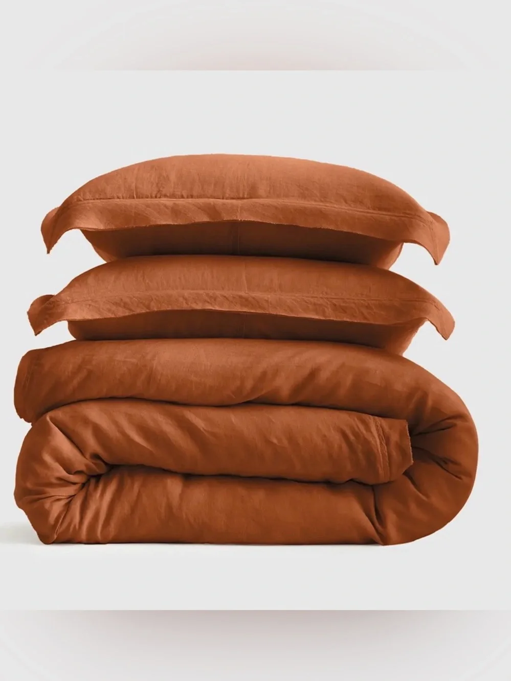 NEW Quince European Linen Double Flange Duvet Cover Set, King/Cal King